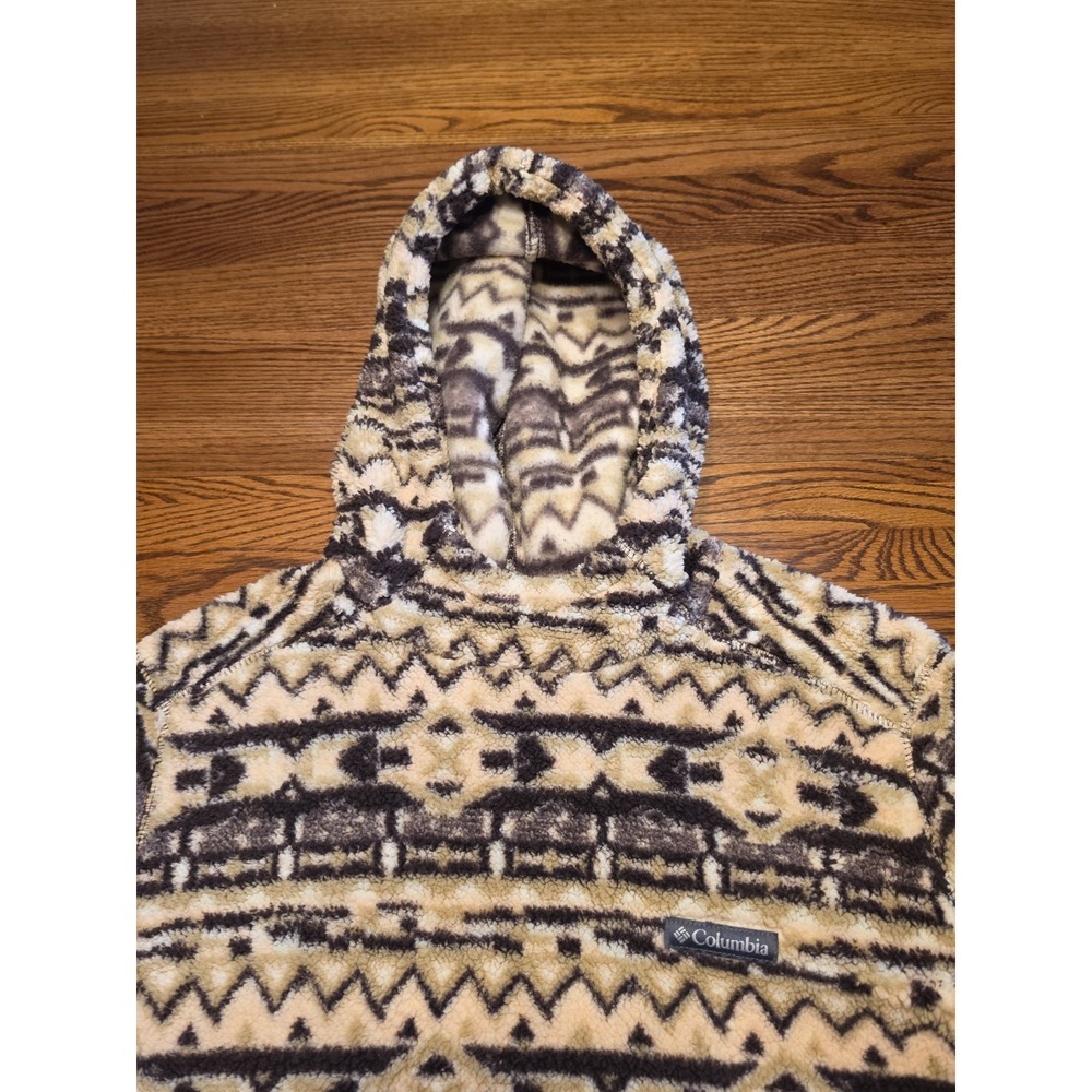 Columbia West Bend Sherpa Fleece Hoodie Womens XL Aztec Southwestern Pink Brown - Picture 6 of 10